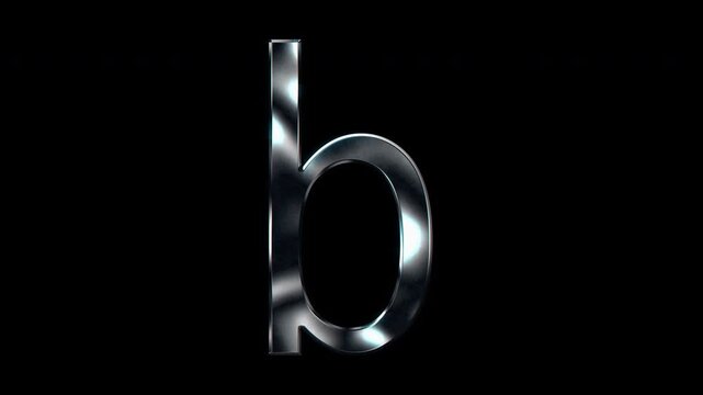 Silver metallic small letters "b". Alpha channel. seamless loop video