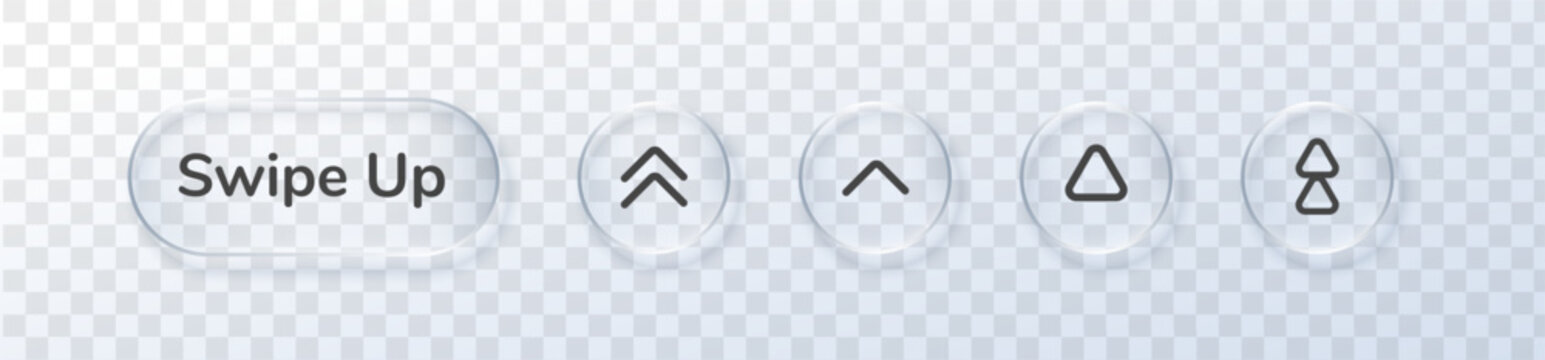 Web application swipe up arrow button glass icon ui text. This symbol next circle interface features scroll left right vector with slide down triangle sign for minimal page sticker set