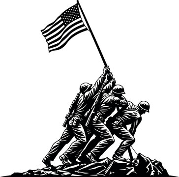 Iconic black and white depiction of the raising of the flag on iwo jima a symbol of american resilience
