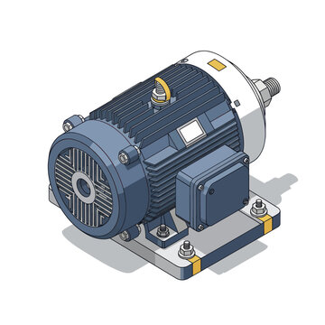 Isometric illustration of an industrial electric motor on a base.