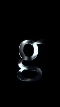 Silver metallic small letters "g". Alpha channel. seamless loop video