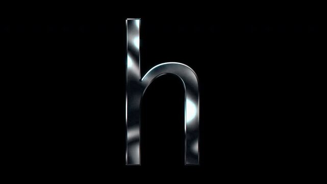 Silver metallic small letters "h". Alpha channel. seamless loop video
