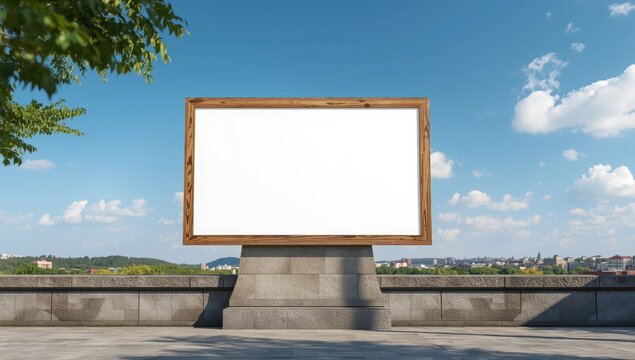 Empty outdoor advertisement board on the parapet