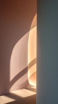 Warm Arching Sunlight Through Corner Wall