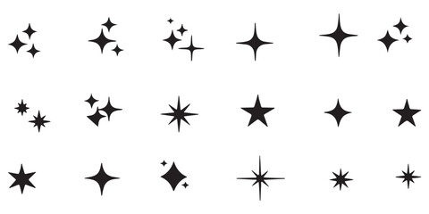 Fototapeta premium Sparkle star icons set, star set, Vector blink star, Sparkle star icons set, Shine icons. Stars sparkles vector