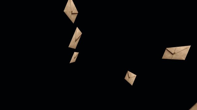 Falling Envelopes on Dark Background