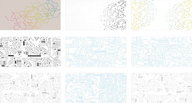 Abstract high-tech electronic motherboard texture patterns. Vector eps10