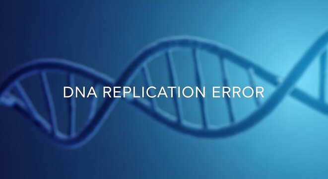 Dna replication error visualized on a blue background with replication molecule biotechnology