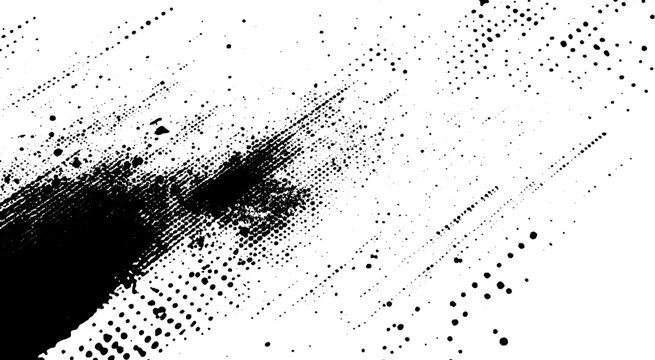 Diagonal black ink brush stroke with varying texture and splatter Textured & Distressed. 
