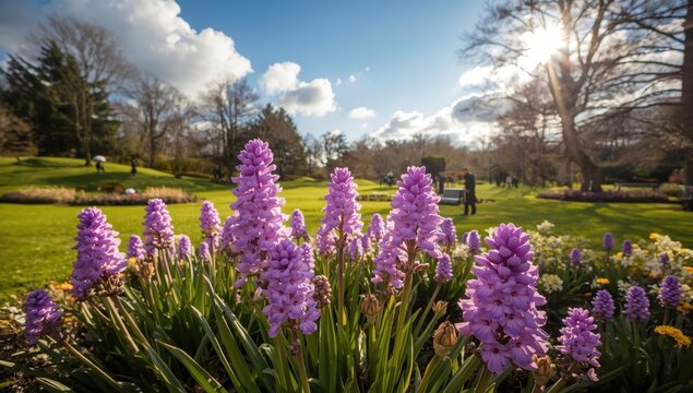 Lovely lavender scallop flowers in the park