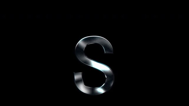 Silver metallic small letters "s". Alpha channel. seamless loop video