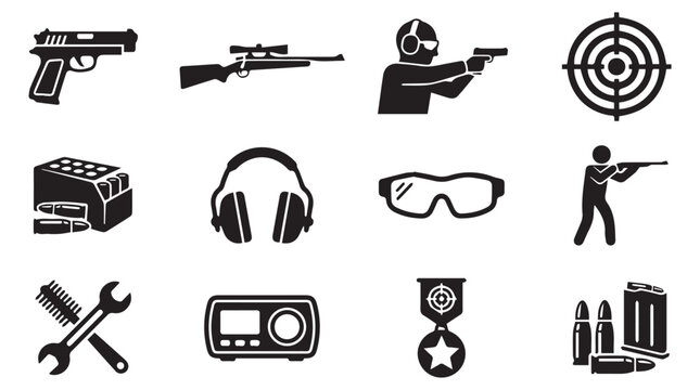 Shooting range icons vector illustration flat design