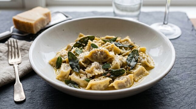 Traditional Piedmontese Agnolotti del Plin with Butter and Sage