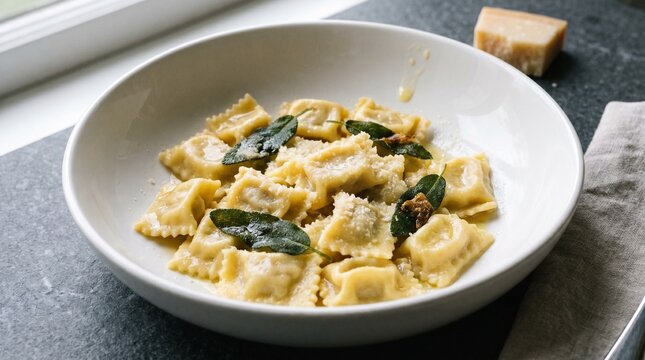 Traditional Piedmontese Agnolotti del Plin with Butter and Sage