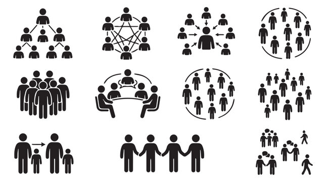 diverse team collaboration and networking concepts flat design vector illustration