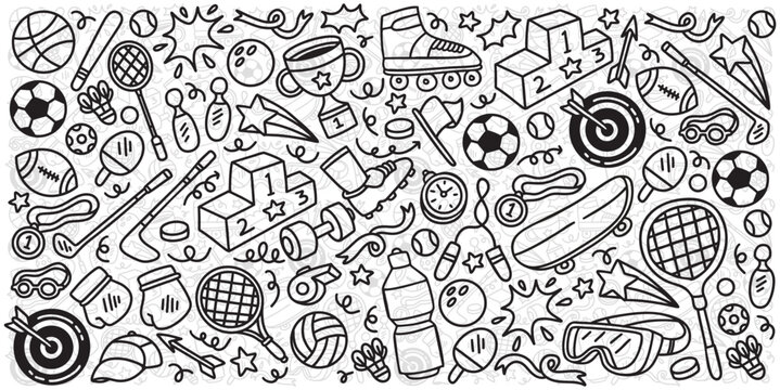Sports element doodle vector illustration