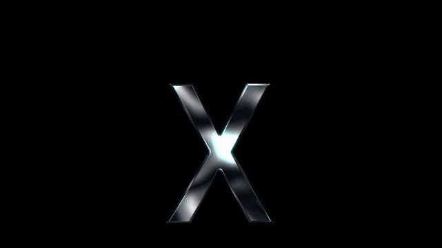 Silver metallic small letters "x". Alpha channel. seamless loop video