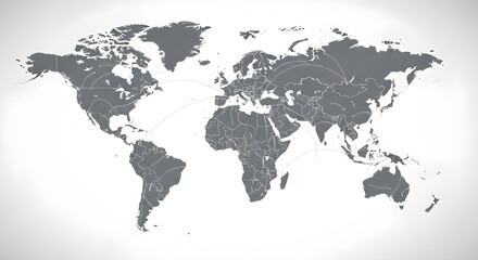 Fototapeta premium World map with global connection lines and routes on light background