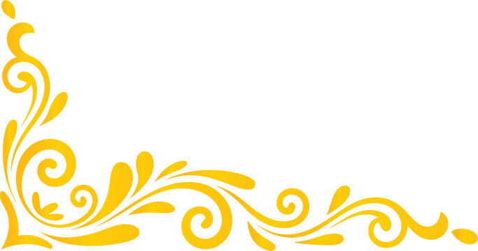 Floral ornamental corner vector design featuring elegant golden swirl leaves and decorative pattern in vintage style for luxury decoration