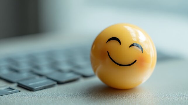 An emoji of smile on keyboard