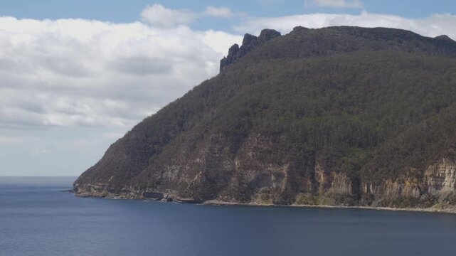 Fossil Cliffs On Maria Island Off The East Coast Of Tasmania, Australia. Static Shot
