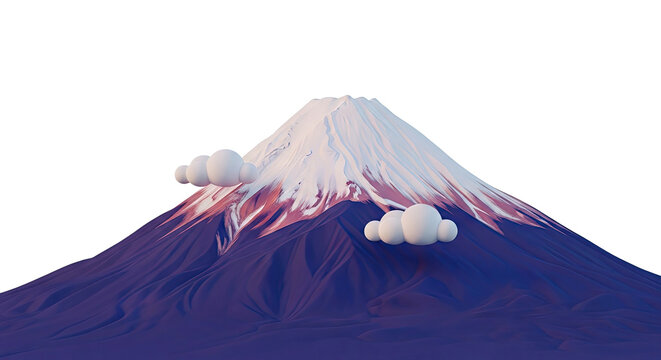 Stylized Mount Fuji with Clouds