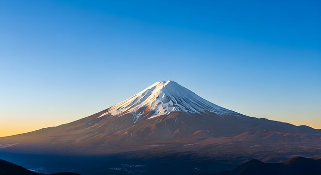 Majestic Mount Fuji Under a Clear Blue Sky.