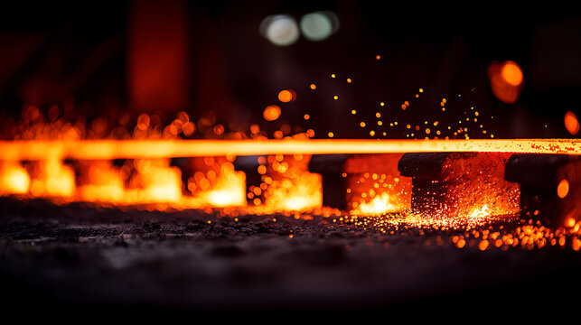 Hot metal production sparks emphasizing precision, focus, and dedication