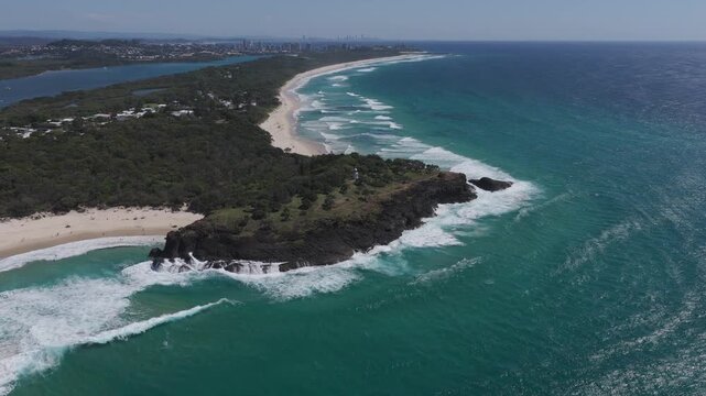 Drone Shot Over Fingal Headland And Beaches In New South Wales, Australia