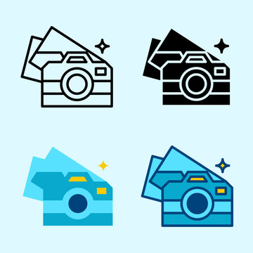 photography camera icon set flat line glyph collection modern travel equipment creative shot symbol isolated vector edittable stroke