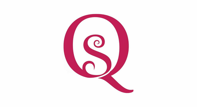 Letter S logo with magenta curved lines and elegant spiral swash design on a white background featuring branding, monogram, typography with curvy