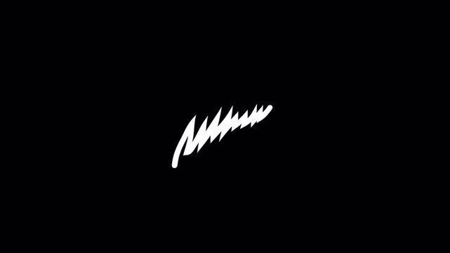 white hand drawn doodle or scribble animation 4k in transparent background.
