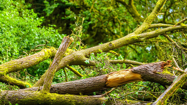 Fallen tree in forest with moss emphasizing precision, focus, and dedication
