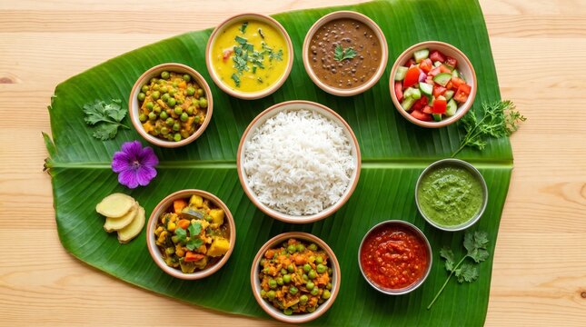 Jami Sasthi, Centered with fluffy white rice, surrounded by delicious gravies and pickles.