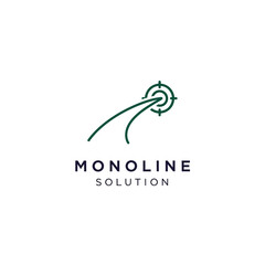 Fototapeta premium Monoline Solution Concept with Arrow Hitting Target Goal on Isolated White Background