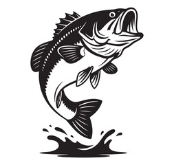 Fototapeta premium A large fish jumping out of water with a big splash dynamic aquatic scene