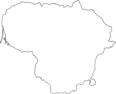 Vector Line Art Map of Lithuania with Administrative Divisions.