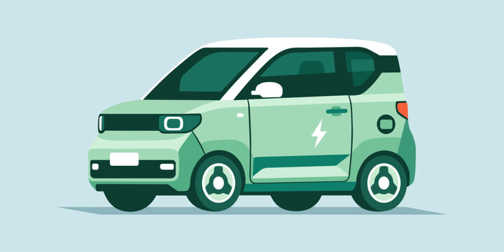 Mini Electric Vehicle (EV) for Sustainable Urban Mobility - Eco-Friendly Compact Car Illustration for Green Energy Transition