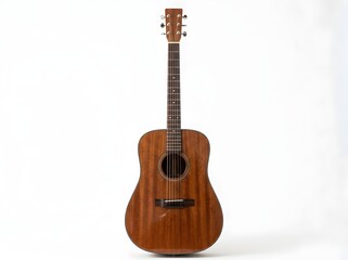 Fototapeta premium Natural Wood Acoustic Guitar Cut Out Against Plain White Background