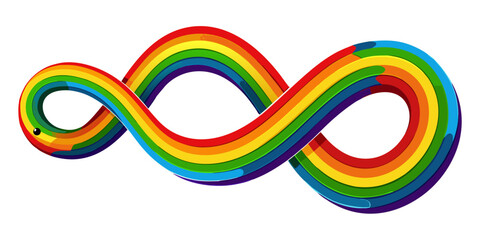 Obraz premium Rainbow infinity snake character with cute eye illustration