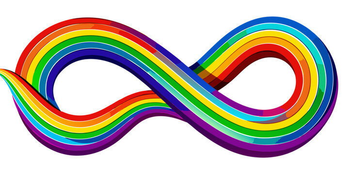 Infinity loop symbol with vibrant rainbow colored gradient design