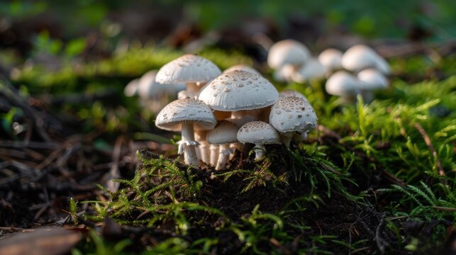 Symmetrical wild mushrooms fairy ring in forest photo canon eos