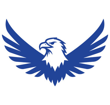 blue eagle logo with outstretched wings and head facing left side