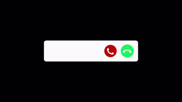 Modern Incoming call interface animation on transparent background, Incoming call with answer and decline button template animated.