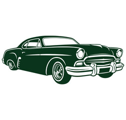 Fototapeta premium vintage green car with white outlines on transparent background