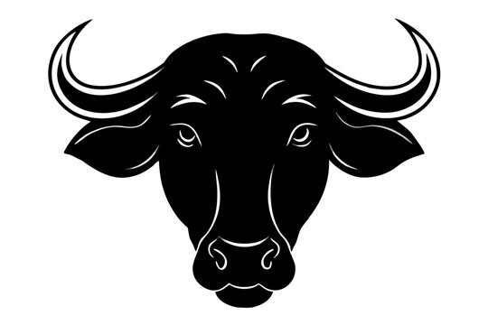 african buffalo head silhouette vector,  buffalo head black icon vector.