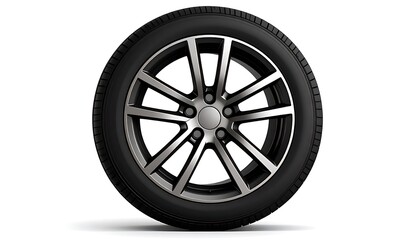 Obraz premium A black tire with a silver rim