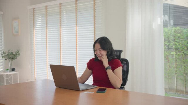 Young asian woman happy smile using search on phone Agent AI app retail shop store pay buy at home Modern Agentic bot order assisted people easy booking hotel ticket vacation smart life virtual wallet