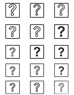 A grid of 12 question mark symbols in squares