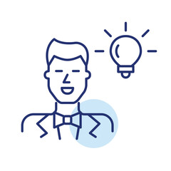 Fototapeta premium Happy groom and light bulb. Wedding venue and reception creativity and inspiration. Pixel perfect, editable stroke vector icon